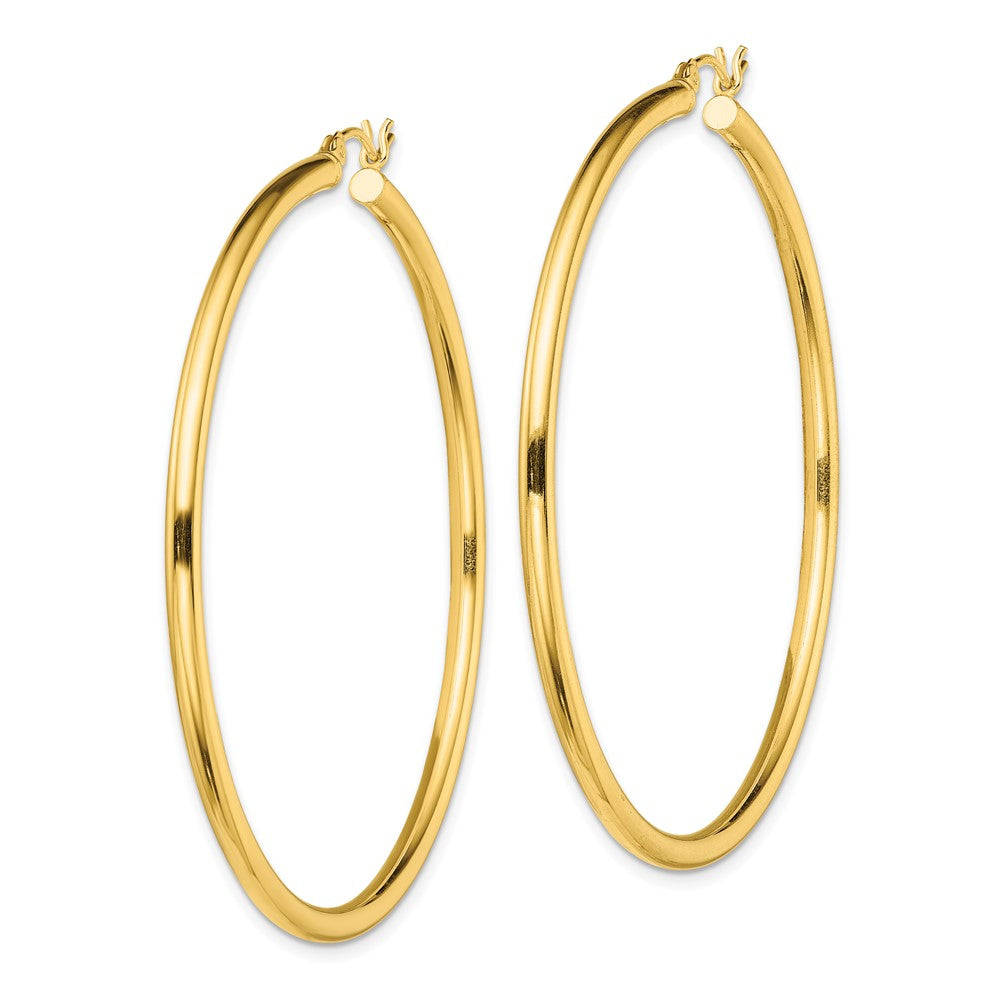 Sterling Silver Gold-Tone Polished 2.5x55mm Hoop Earrings