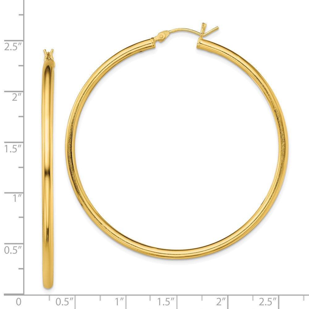 Sterling Silver Gold-Tone Polished 2.5x55mm Hoop Earrings