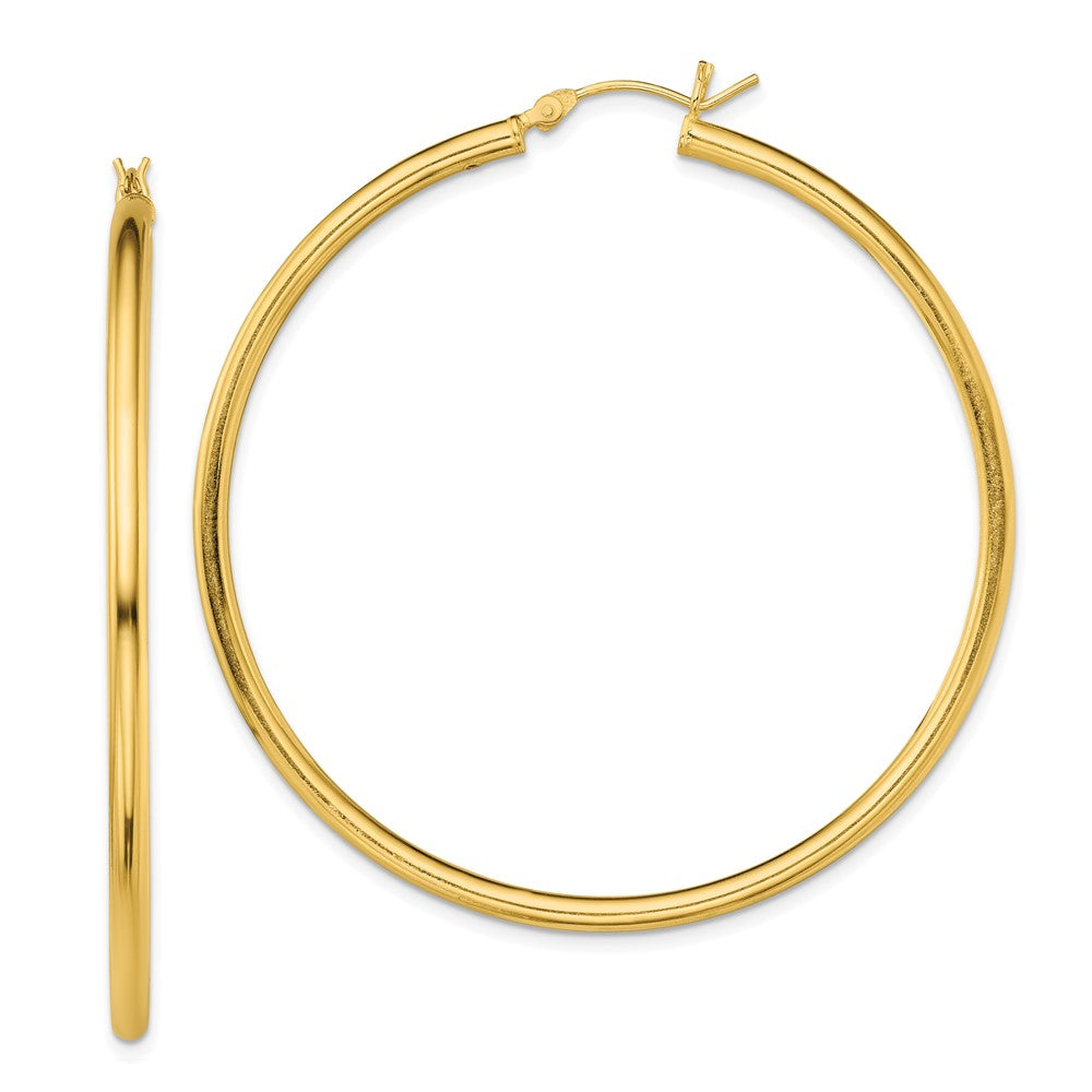 Sterling Silver Gold-Tone Polished 2.5x55mm Hoop Earrings