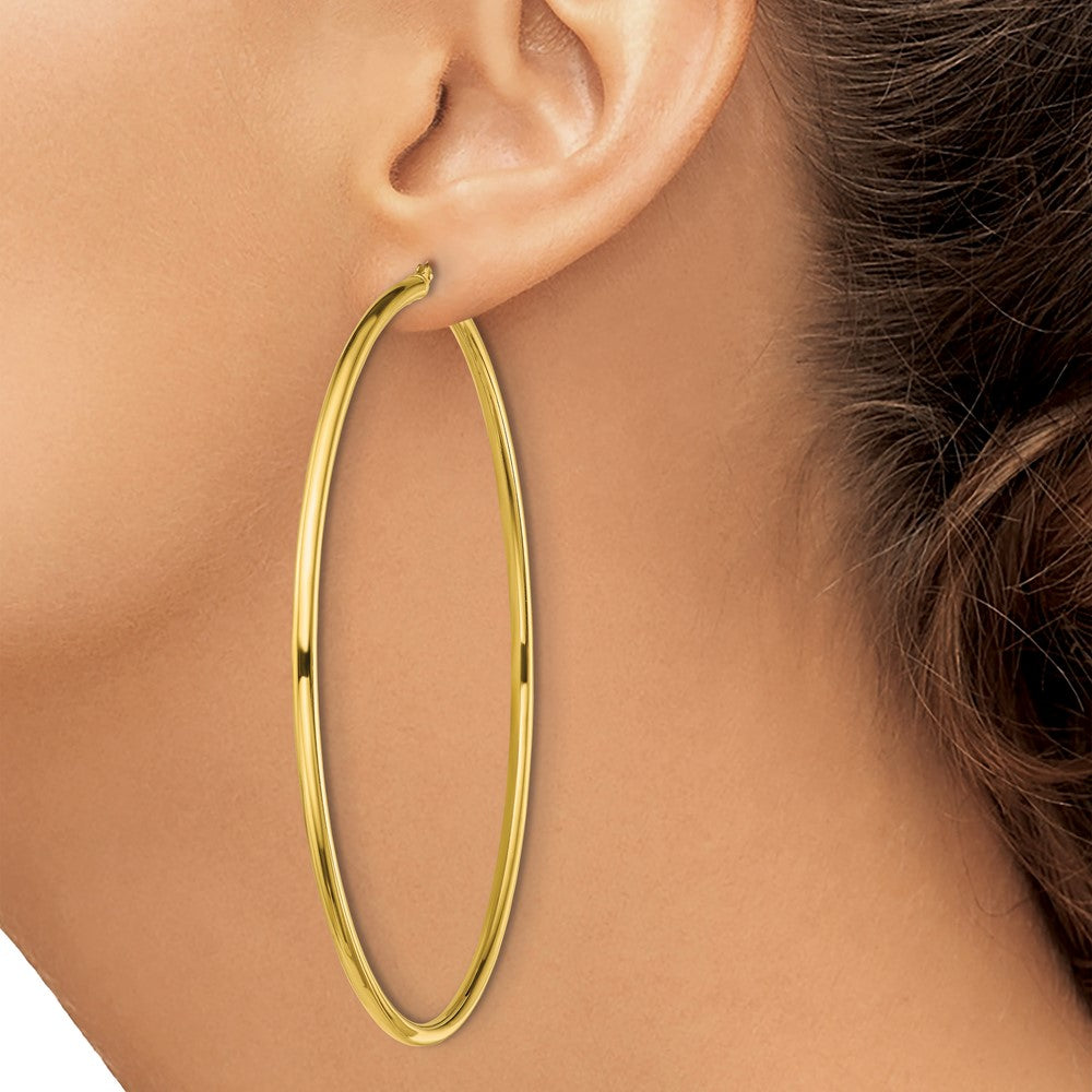 Sterling Silver Gold-Tone Polished 2.5x80mm Hoop Earrings