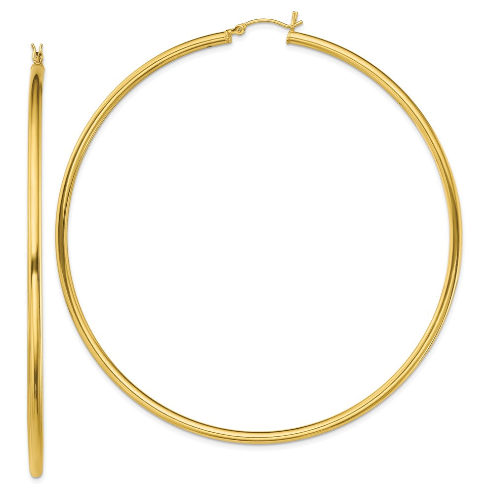 Sterling Silver Gold-Tone Polished 2.5x80mm Hoop Earrings