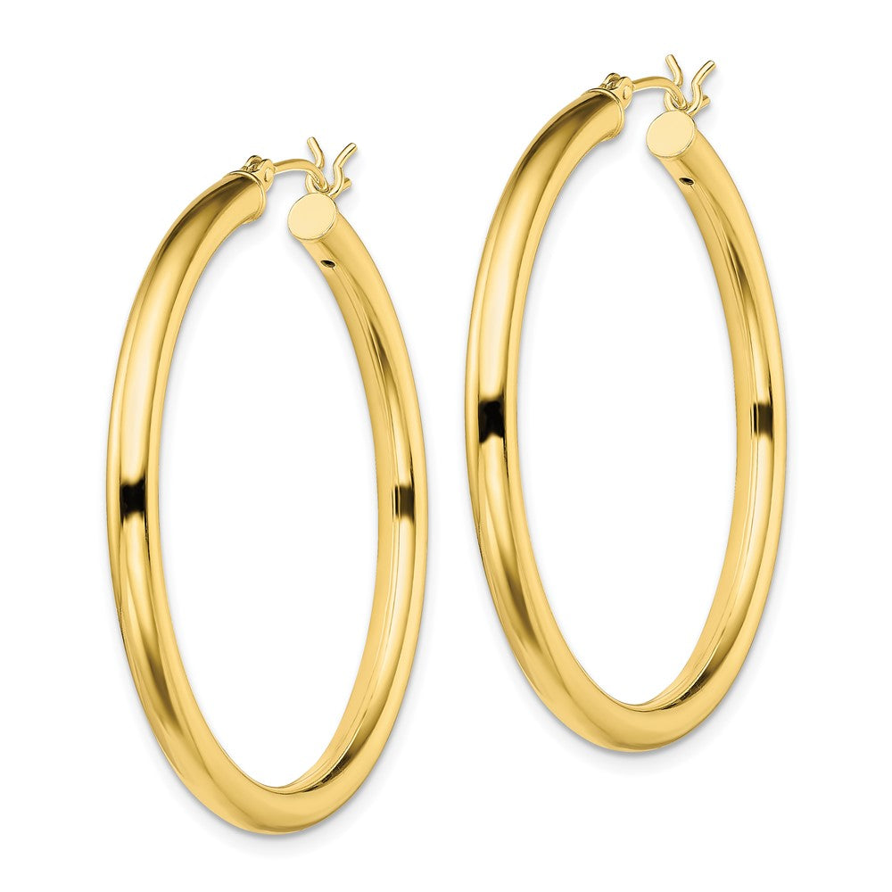 Sterling Silver Gold-Tone Polished 3x40mm Hoop Earrings