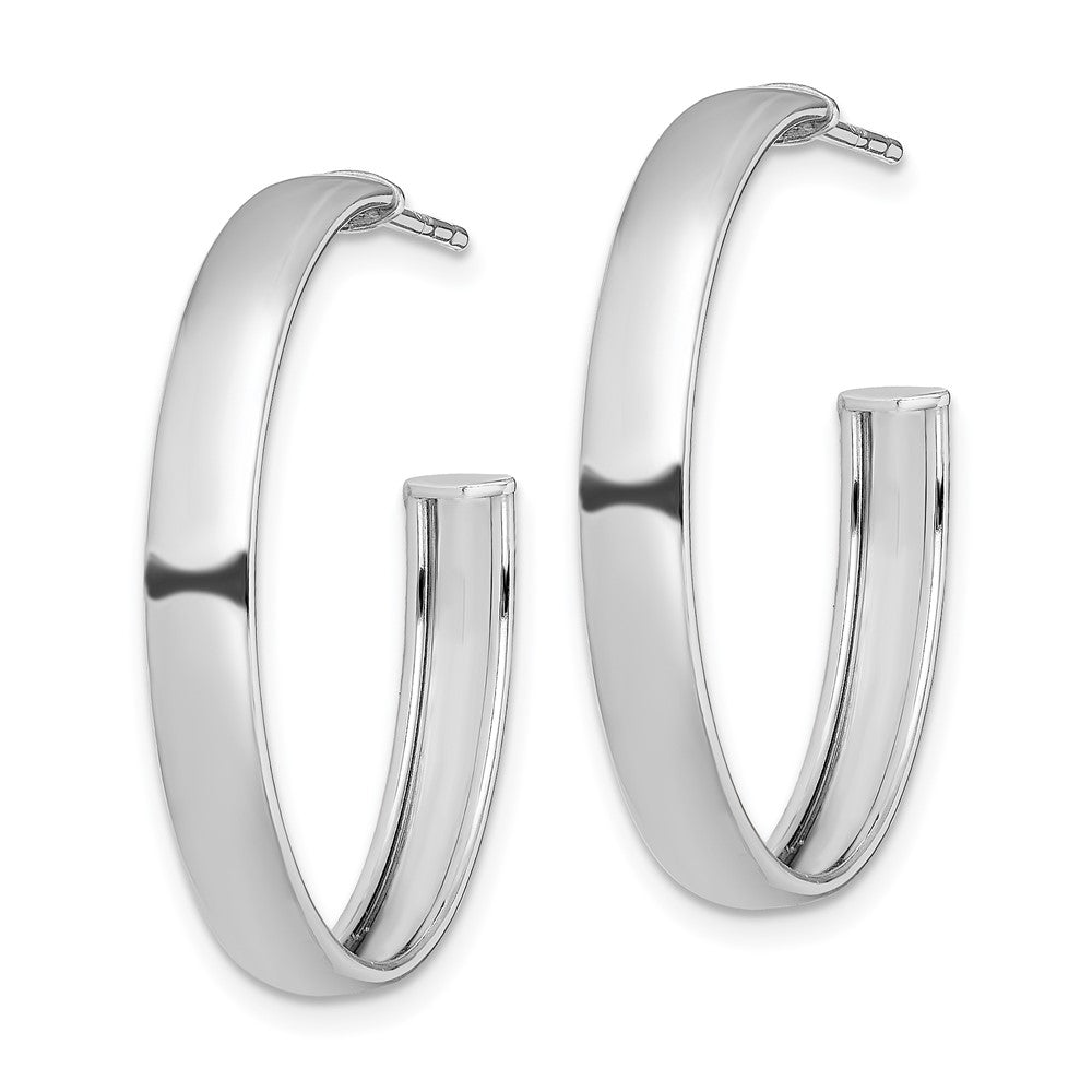 Sterling Silver Rhodium-plated Polished 3.8mm Post Hoops