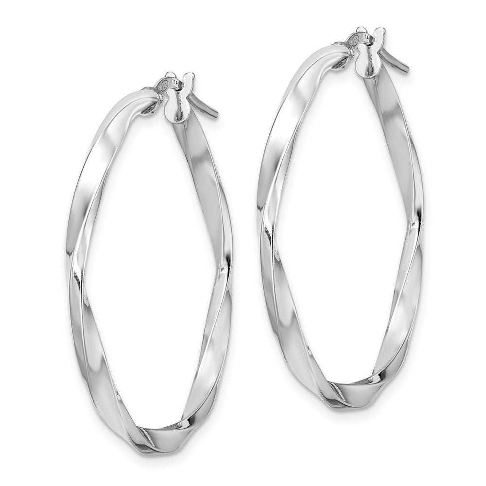 Sterling Silver Rhodium-plated Polished Twisted 2.5x30mm Hoop Earrings