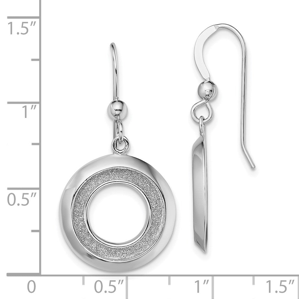 Sterling Silver RH-plated Enamel Glitter Fabric Circle Dangle Earrings