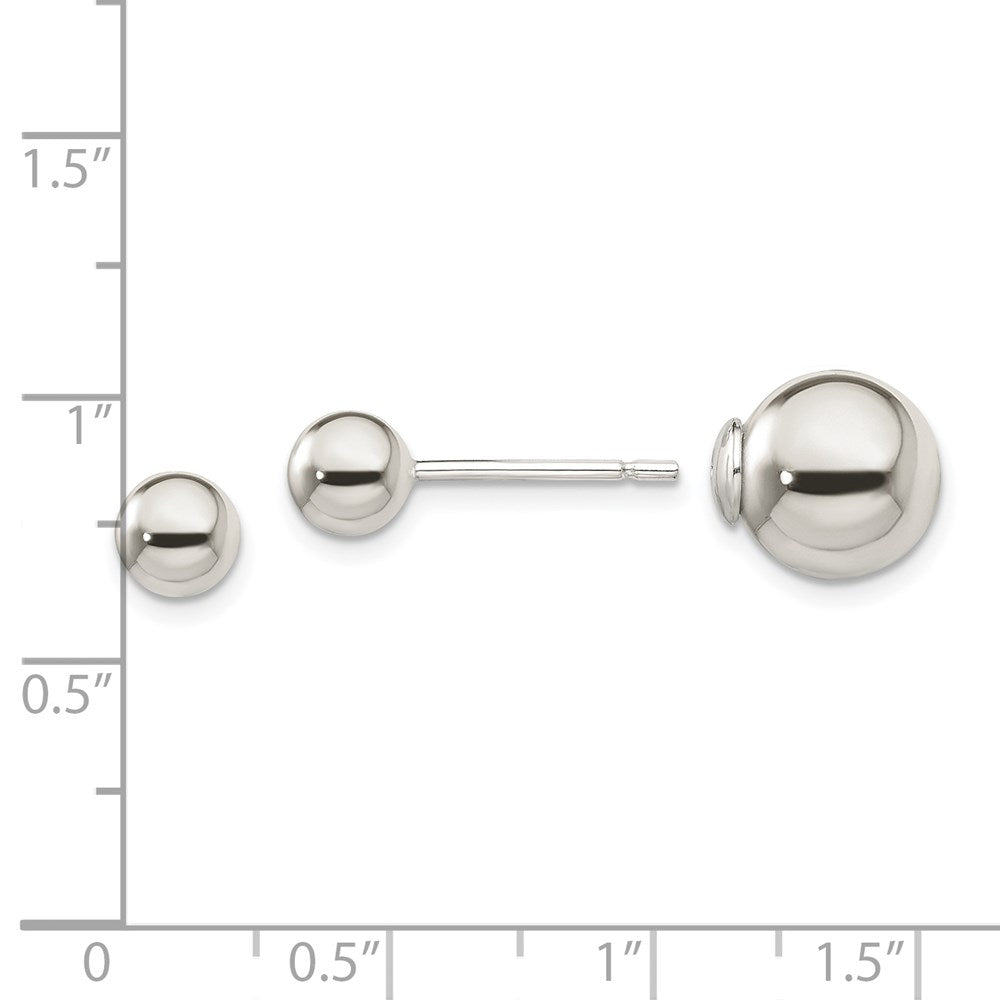 Sterling Silver Polished 6mm/10mm Ball Front Back Post Earrings