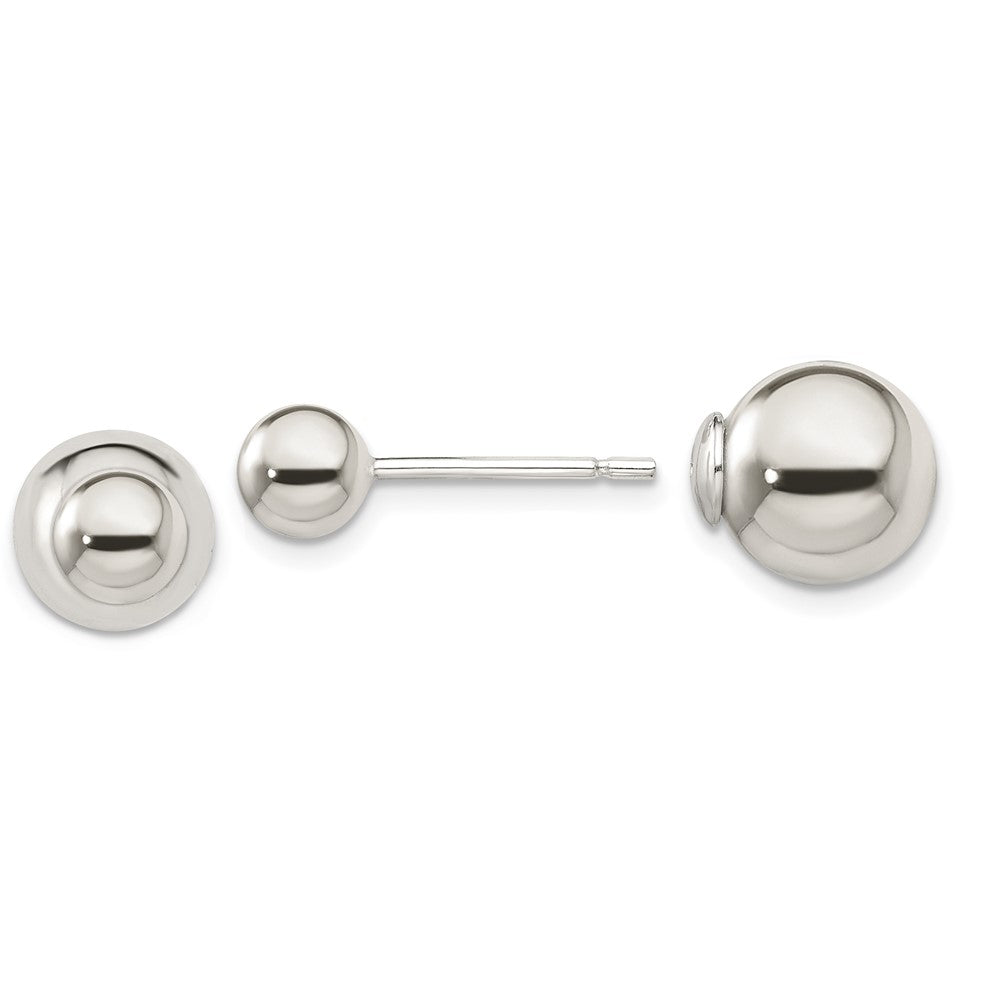Sterling Silver Polished 6mm/10mm Ball Front Back Post Earrings