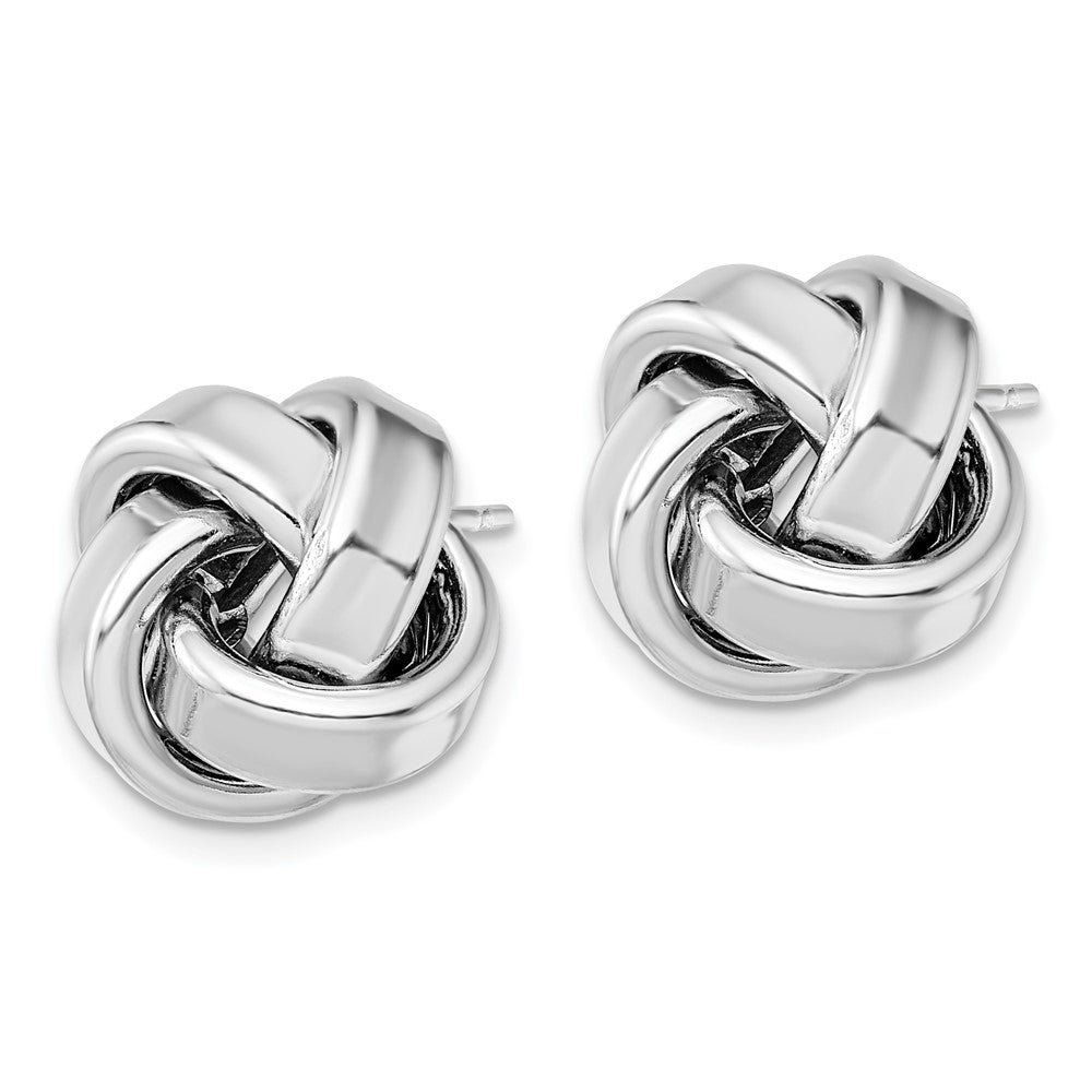 Sterling Silver Rhodium Plated Polished Love Knot Post Earrings