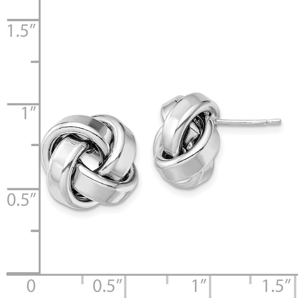 Sterling Silver Rhodium Plated Polished Love Knot Post Earrings
