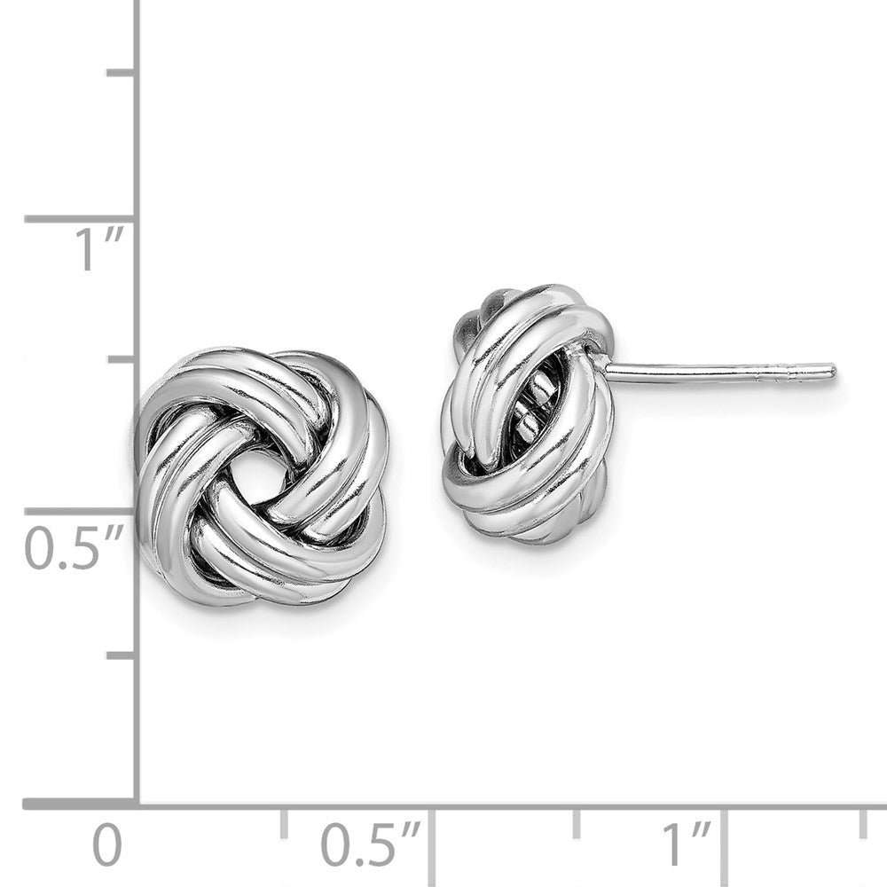 Sterling Silver Rhodium Plated Polished Love Knot Post Earrings