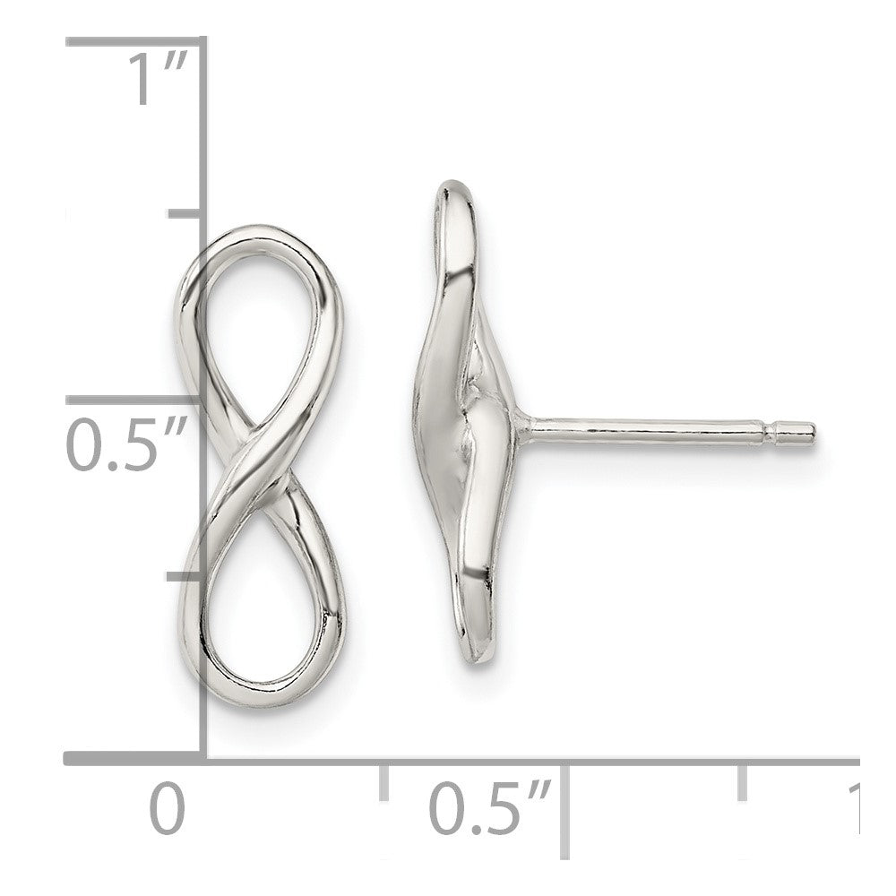Sterling Silver Rhodium-plated Polished Infinity Knot Post Earrings