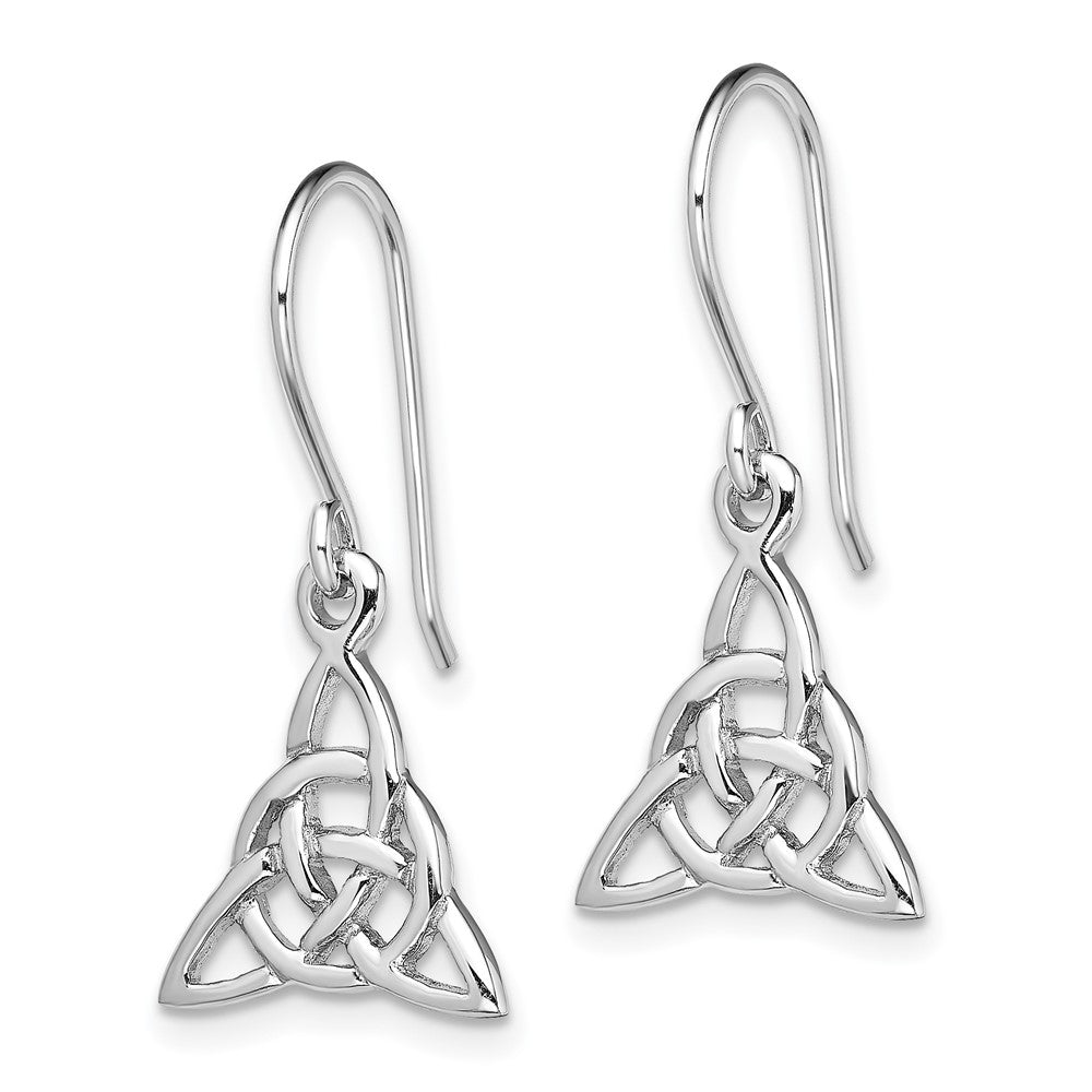 Sterling Silver Rhodium-plated Polished Trinity Knot Dangle Earrings