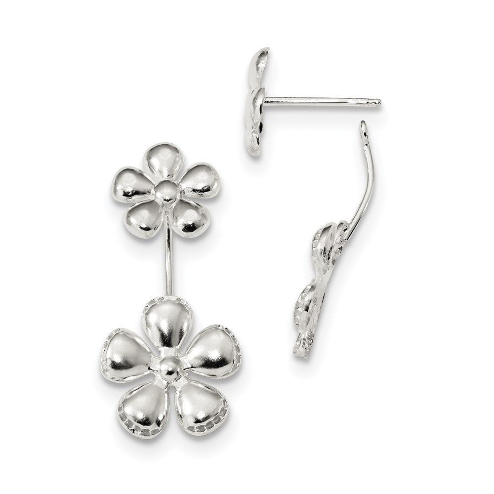 Sterling Silver Front & Back Polished Flower Earrings
