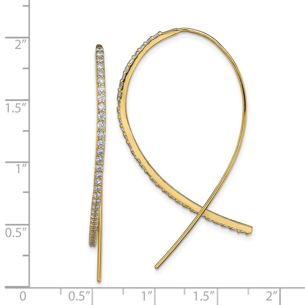 Sterling Silver Gold-tone CZ Threader Earrings