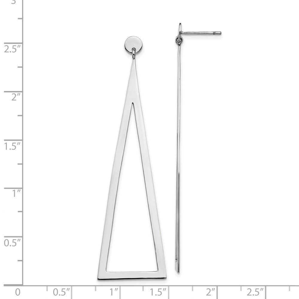 Sterling Silver Rhodium-plated Polished Triangle Post Dangle Earrings