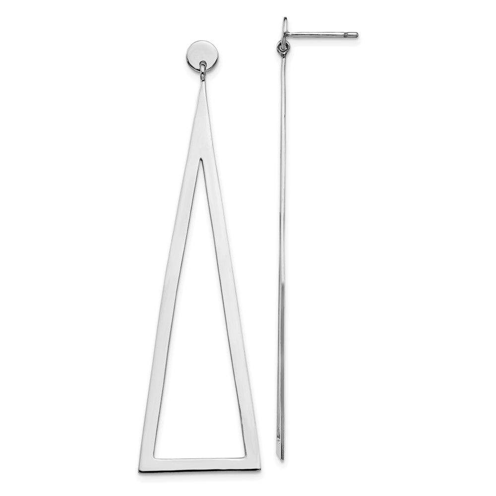 Sterling Silver Rhodium-plated Polished Triangle Post Dangle Earrings