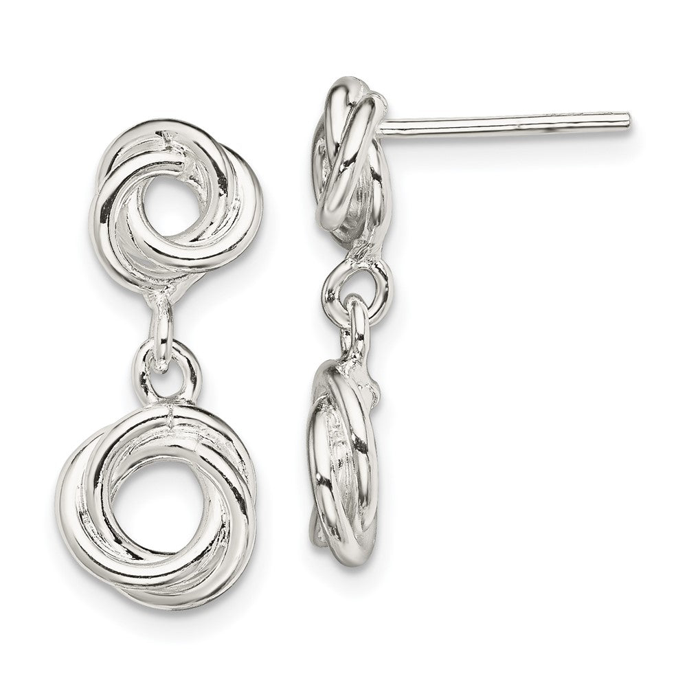 Sterling Silver Rhodium-plated Knot Polished Dangle Earrings