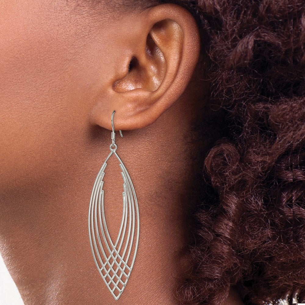 Sterling Silver Polished Fancy Dangle Shepherd Hook Earrings