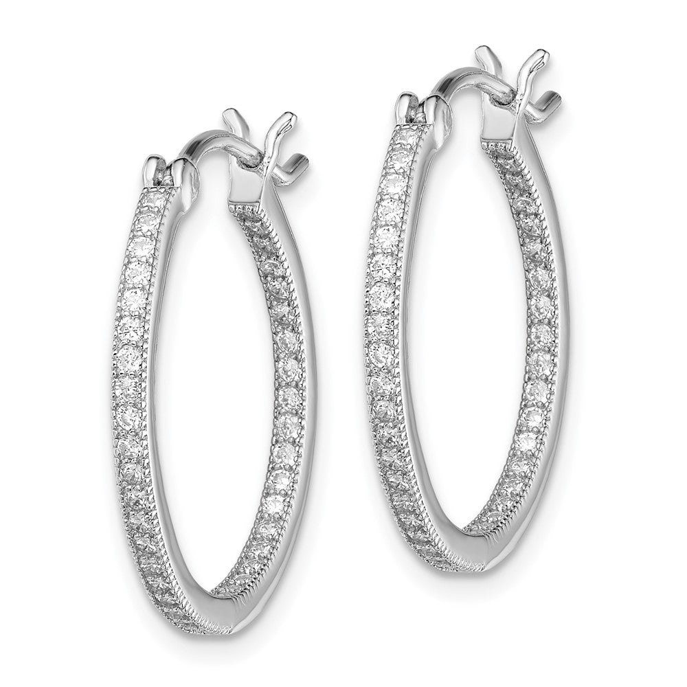 Sterling Silver Rhodium-plated Micro PavÇ CZ In/Out Hoops