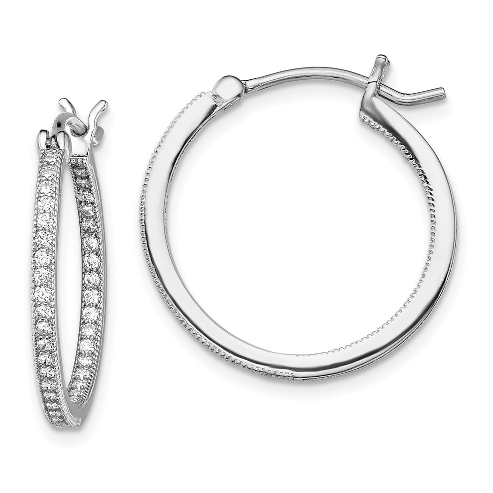 Sterling Silver Rhodium-plated Micro PavÇ CZ In/Out Hoops