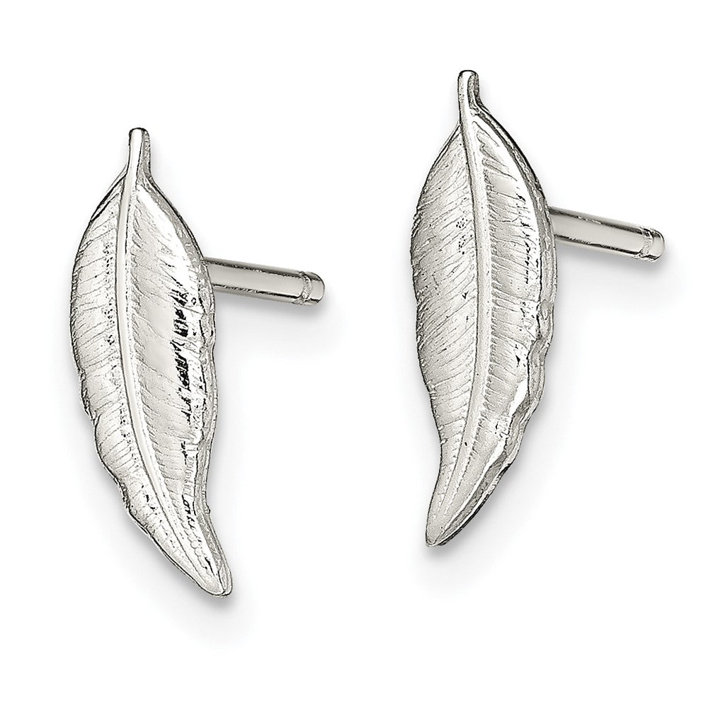 Sterling Silver Polished Feather Post Earrings