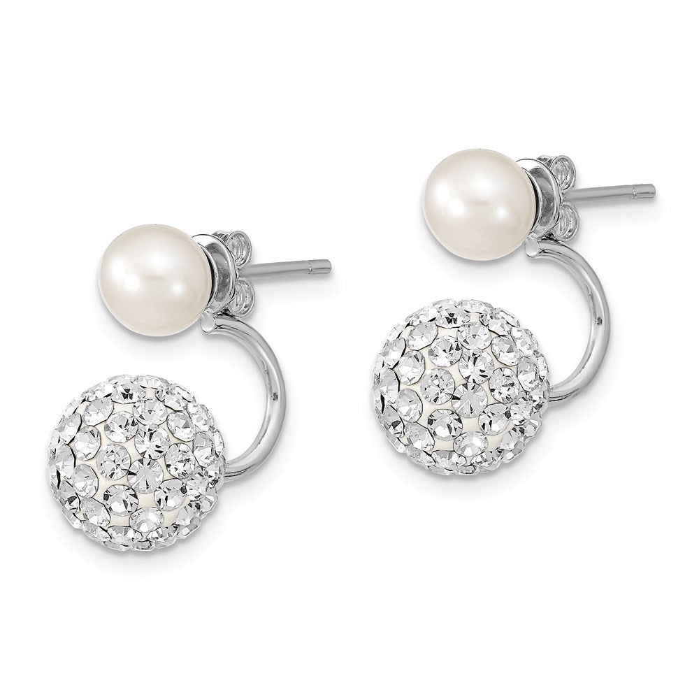 Sterling Silver RH 3 pair MOP & Crystal Front Dangle Back Earring Set