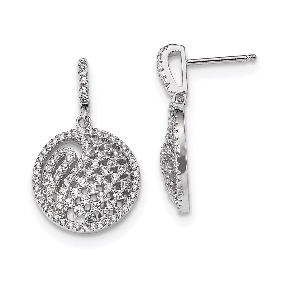 Sterling Silver Rhodium-plated CZ Post Dangle Earrings