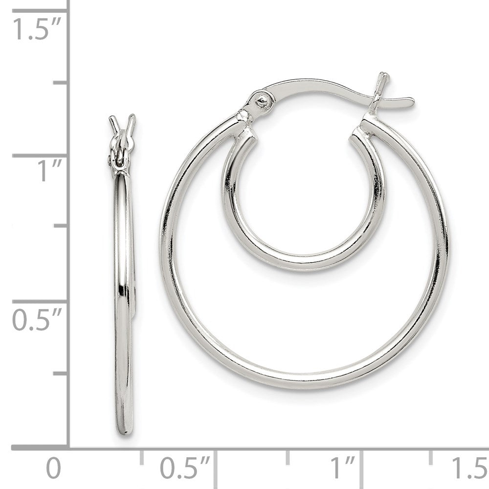 Sterling Silver Polished 2mm Double Hoop Earrings