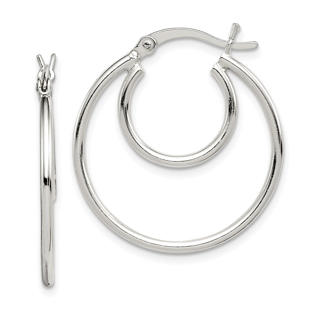 Sterling Silver Polished 2mm Double Hoop Earrings