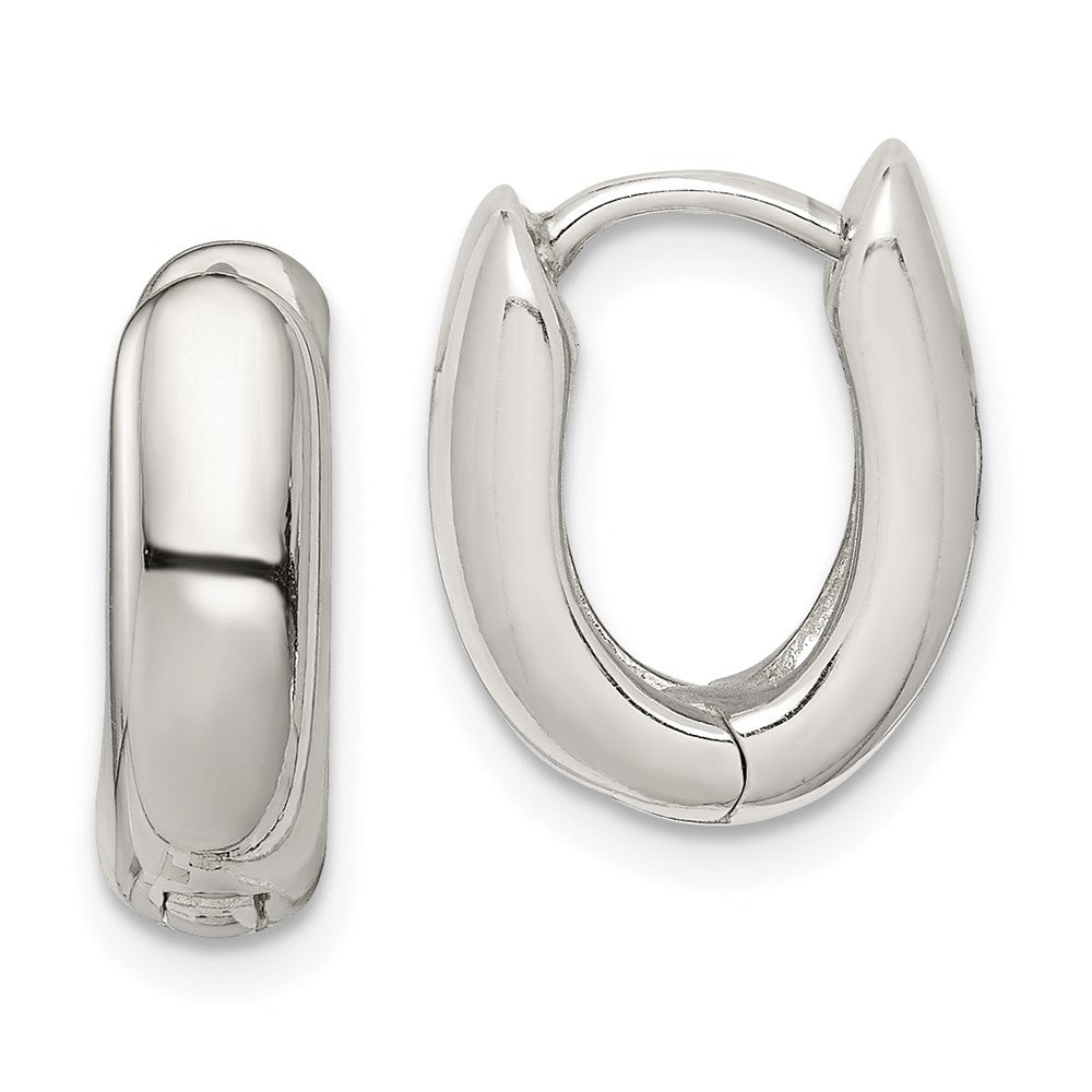 Sterling Silver Oval Hinged Hoop Earrings