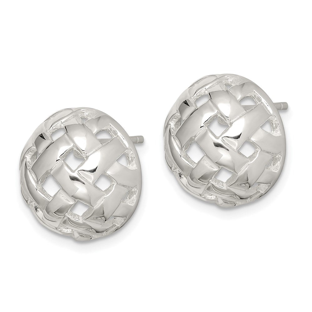 Sterling Silver 14mm Fancy Button Post Earrings