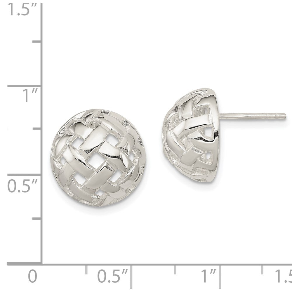 Sterling Silver 14mm Fancy Button Post Earrings