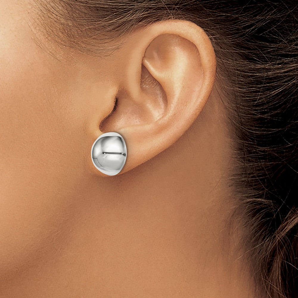 Sterling Silver Polished 16mm Button Earrings