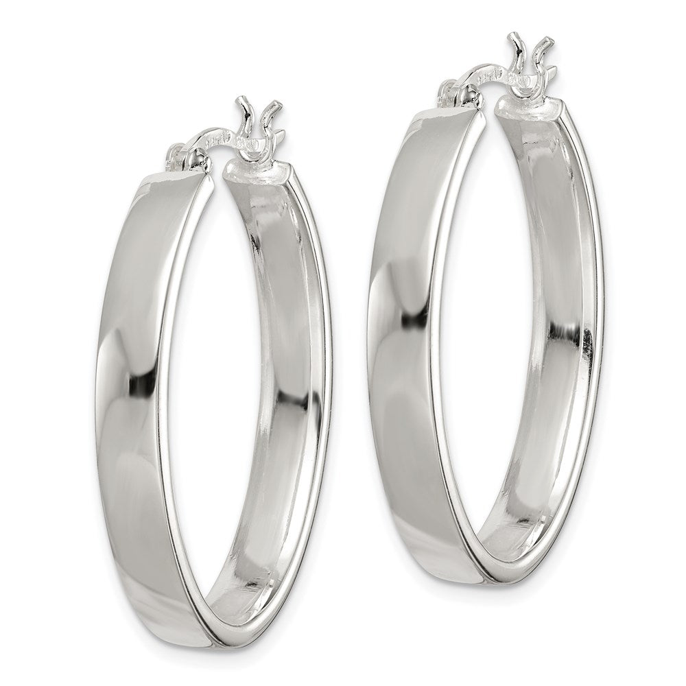 Sterling Silver Polished 4.75mm Oval Hoop Earrings
