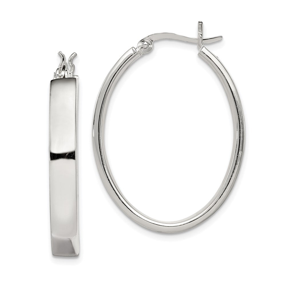 Sterling Silver Polished 4.75mm Oval Hoop Earrings