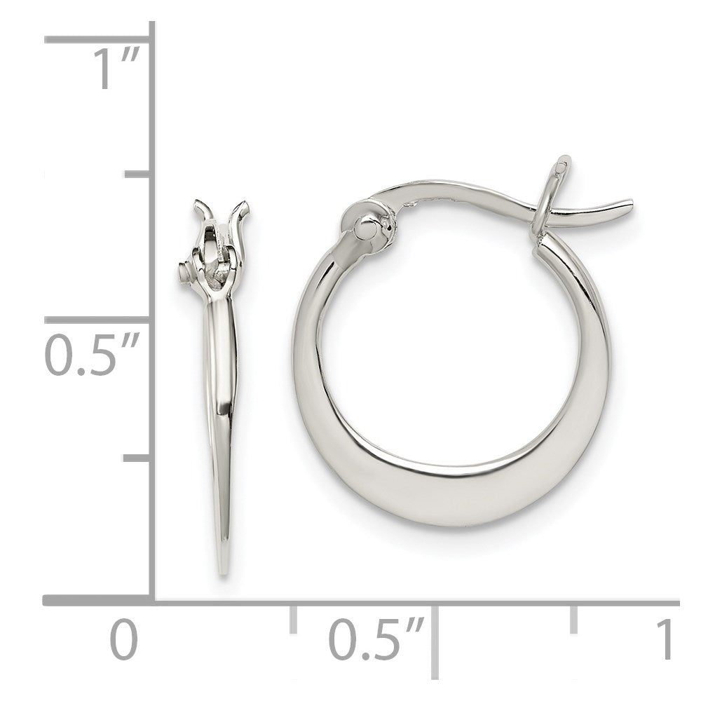 Sterling Silver Polished Tapered Round Hoop Earrings