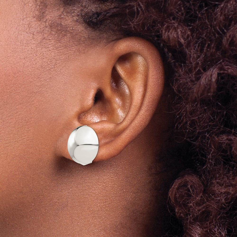 Sterling Silver Polished Non-Pierced 18mm Circle Button Earrings