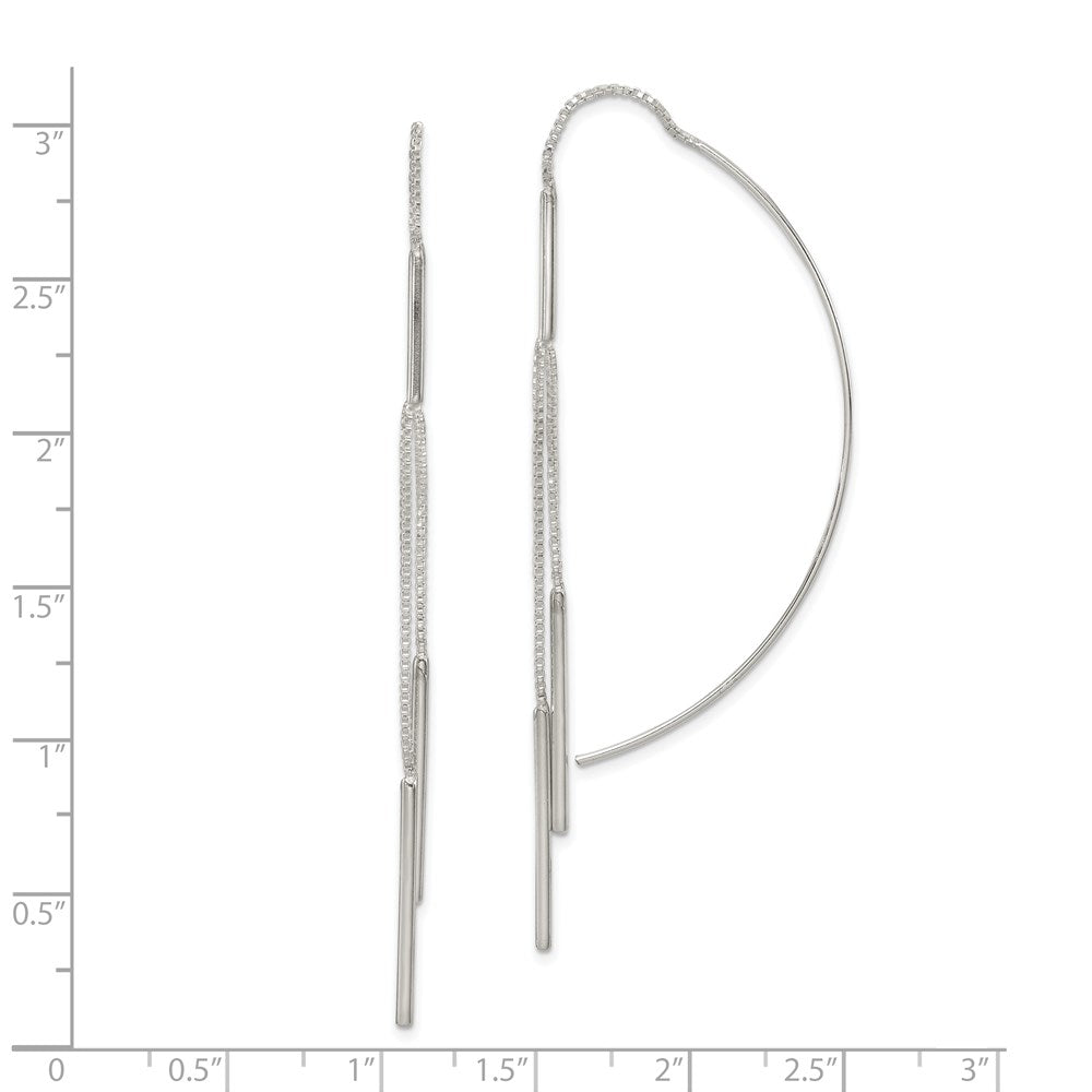 Sterling Silver Polished Multi-Strand Bar Threader Earrings