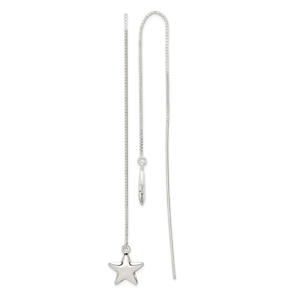 Sterling Silver Polished Star Threader Earrings