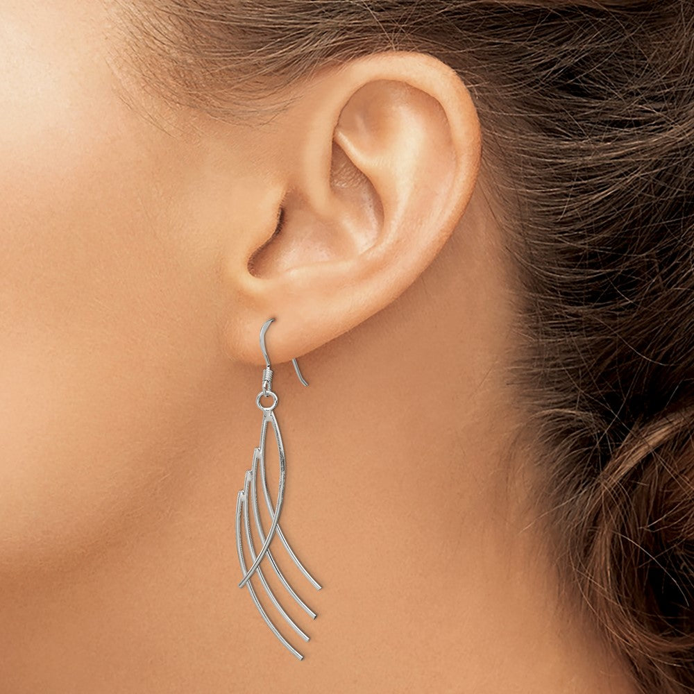 Sterling Silver Polished Fancy Curved Design Dangle Earrings