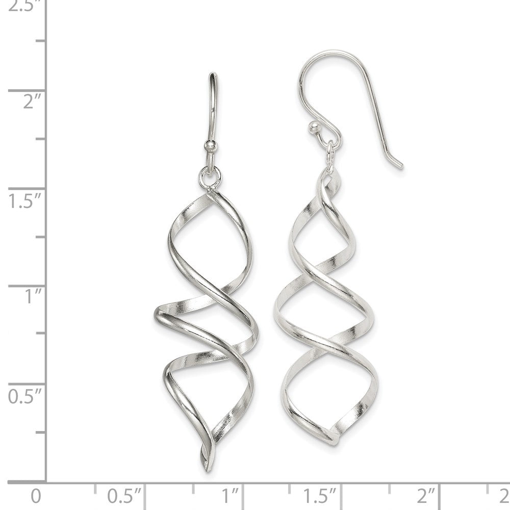 Sterling Silver Polished Corkscrew Twisted Dangle Earrings