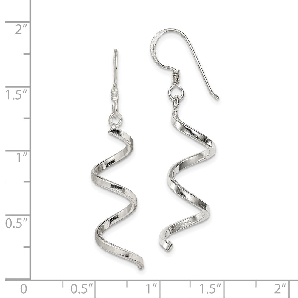 Sterling Silver Polished Fancy Twisted Spiral Dangle Earrings
