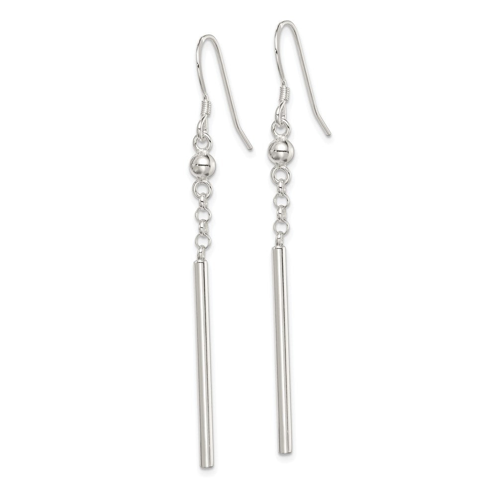 Sterling Silver Polished Fancy Bar Dangle Earrings