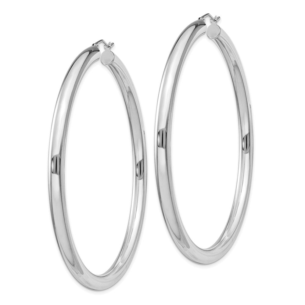 Sterling Silver Rhodium-plated 4mm Round Hoop Earrings