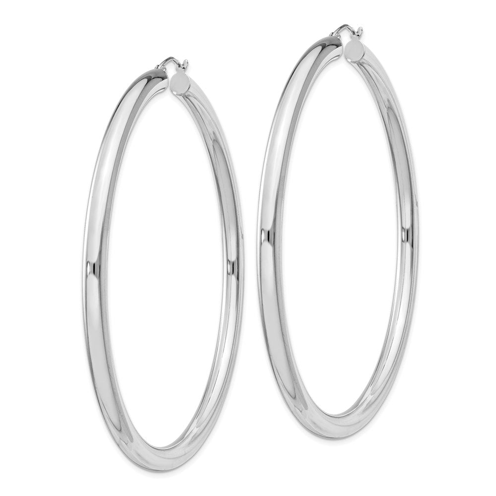 Sterling Silver Rhodium-plated 4mm Round Hoop Earrings