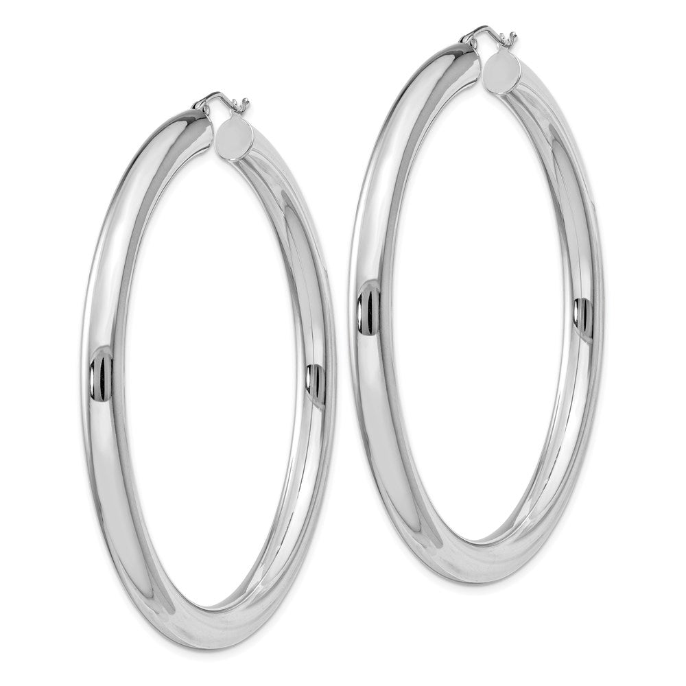 Sterling Silver Rhodium-plated 5mm Round Hoop Earrings