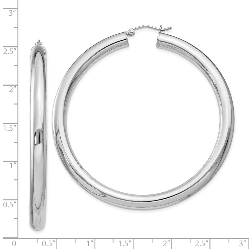 Sterling Silver Rhodium-plated 5mm Round Hoop Earrings