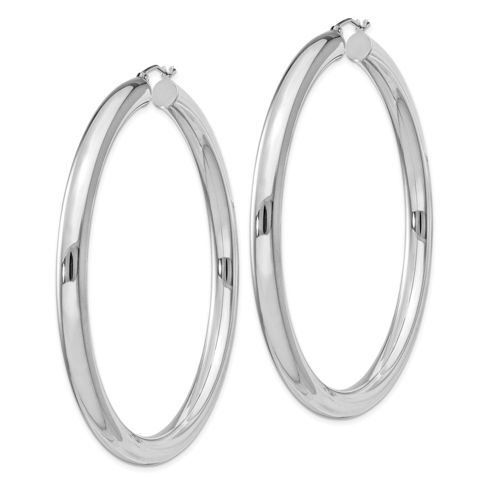 Sterling Silver Rhodium-plated 5mm Round Hoop Earrings