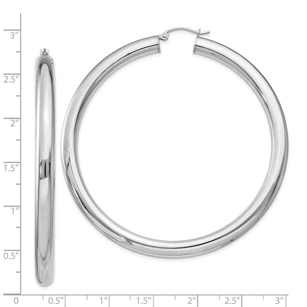 Sterling Silver Rhodium-plated 5mm Round Hoop Earrings