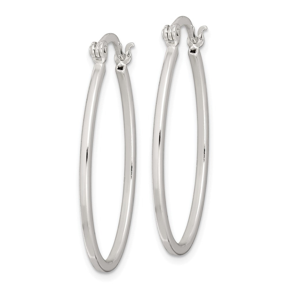 Sterling Silver Polished 1.5mm Square Tube Oval Hoop Earrings